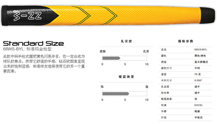 Winn 68WS-BYL 2013新款彩色 中尺寸推杆握把